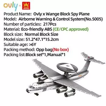 WANGE Военный бронированный самолет Модель Самолет-шпион Воздушное предупреждение Конструктор Набор Игрушек Совместимый с Кирпичиками Детский Подарок на День Рождения №5005