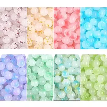 WANJICHENRUI стеклянные бусины аксессуары детали жемчужные бусины жемчужные бусины с двойным отверстием цветные жемчужные бусины нитяные бусины аксессуары смешанные цвета 8 стилей 50