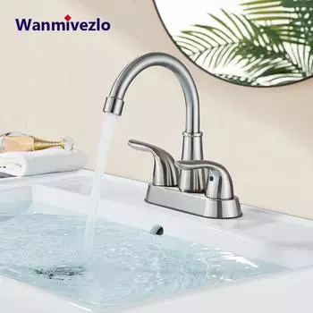 Wanmivezlo Integrated Basin Brass Sink Faucet With Double Handle Hot And Cold Water Deck Installation Wash Basin Faucet