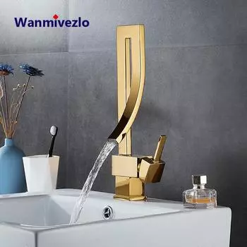 Wanmivezlo смеситель для ванной комнаты, латунный смеситель-водопад, смеситель с одной ручкой для горячей и холодной воды чёрный