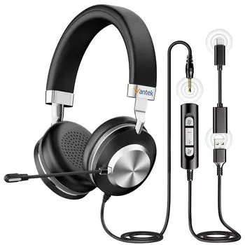 Wantek Upgrade USB Новый шумоподавляющий проводной ПК Подходит для веб-домашних коммерческих удаленных онлайн-классов и совместим с Mac Ultra Super No