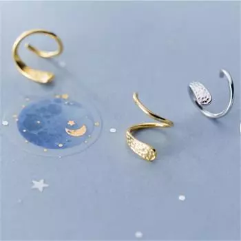 WANTME подлинные 925 стерлингового серебра ювелирные изделия личности минималистские спиральные змеевидные серьги-гвоздики с пряжкой для женщин золотой