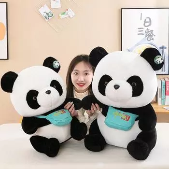 Wanwu World Panda Мягкая игрушка 9-дюймовый медведь-панда плюшевые игрушки с бамбуковой набивкой панды плюшевые милые куклы-панды подарки черный и белый 25cm