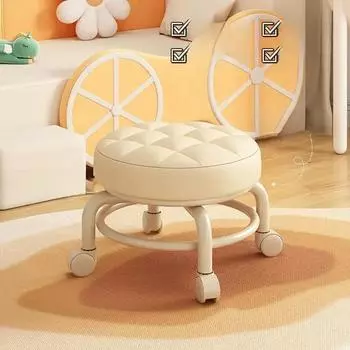 Wanxiang Wheel Small Stool Ленивый табурет-слайд Домашний стул Сменная обувь у двери Вращающийся стул Ежедневный наземный табурет-шкив оранжевый