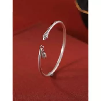 Wanzuyin 9999 Древнее семя лотоса, открытый стиль, маленький тонкий браслет двух поколений Happy Frosted Adjustable size