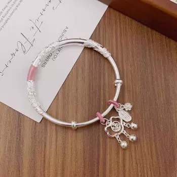 Wanzuyin 9999 Плетеный цветок, похожий на парчовый браслет, привлекающий богатство, благословение, мир и замок, цветочный шелковый браслет в стиле кантри Adjustable size