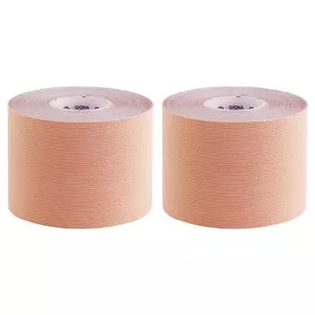 Wapex Kinesiology and hard to peel Kinesio Tape 50mm x Length 5m x 2 Tape, Stretchable, Skin-friendly (Width rolls, Beige)