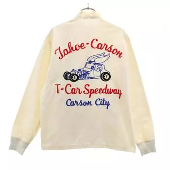 WAREHOUSE Вышивка сзади Гоночная куртка M Слоновая кость Мужская Б/У