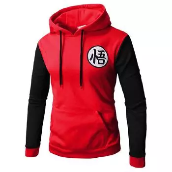 Warm 3d Anime Dragon Ball Z Son Goku Cosplay Jacket Sweatshirt Thick Hoodie Coat Red&Black,2XL