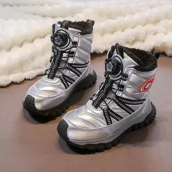 Warm and Comfortable Kids Snow Boots Mid-Calf Children Winter Shoes with Fur Cold Resistant Outdoor Sneakers for Boys Girls 27 белый