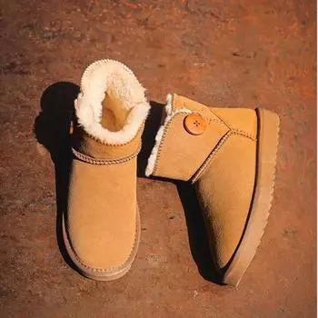 Warm Ankle Boots Autumn Winter New Cow Reversed Suede Snow Boots Women s Cotton Shoes Anti Slip Thickened Shoes for Women 35 серый