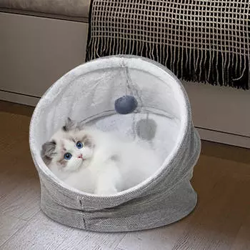 Warm Cave Bed for Indoor Cats Dog Removable Washable Cushion 14.57 x 17.72Inches Sleeping