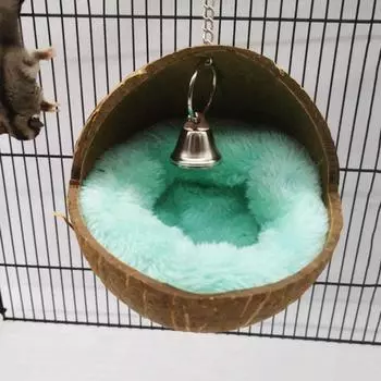 Warm Coconut Shell Bird Nest House Hanging Guinea Pig Hanging Bed Autumn random color