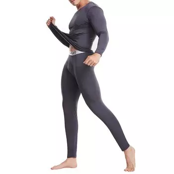 Warm Cold Weather Brushed Top and Bottom Thermal [Guooolex] Innerwear, Men s Underwear, Lining, Innerwear, Set, qyk01-vl-rili-dgr-XL