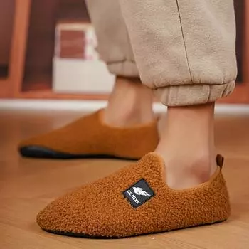 Теплая хлопковая мужская обувь, зимние легкие тапочки без застежек, женские плюшевые домашние тапочки из хлопка, унисекс, зимняя обувь для дома 36-37 бежевый