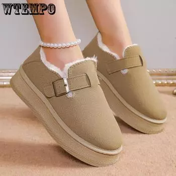 Warm Cotton Shoes for Women In Winter with Added Fleece In Stock Sponge Cake Thick Soled Snow Boots 36 чёрный