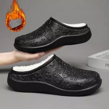 Warm Fluffy Home Slippers Men Women Waterproof Cotton in Winter New Indoor and Household Anti-skid Warm Bag with Cotton Shoes 36-37 бежевый