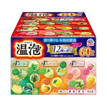 Warm Foam 60 Tablets Carbonated Bath Salts Large Assortment Bath Aroma Promote Blood Circulation Relieve Fatigue (Forest, Yuzu, Peach)
