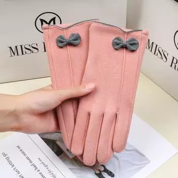 Warm Gloves In Spring and Autumn Women Riding Driving Cold Imitation Rabbit Velvet Super Soft Warm Plus Velvet Touch Screen Gloves. average size