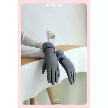 Warm Gloves Ladies Winter Velvet Plus Velvet Padded Korean Autumn Outdoor Cycling Driving Touch Screen Cycling Gloves. One size