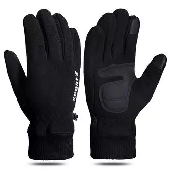 Теплые перчатки мужские полар-флис осень и зима для улицы, велоспорта, спорта, плюс бархат, ветрозащитные и холодостойкие, противоскользящие, сенсорные перчатки Average size