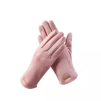 Warm Gloves Suede Men and Women Plus Velvet Gloves Outdoor Riding Cold Proof Autumn and Winter Touch Screen Gloves One Size