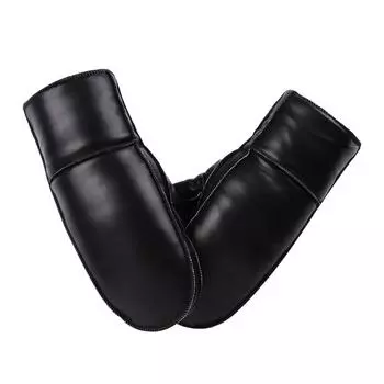 Warm Gloves with Velvet Thickened Men and Women Imitation Leather Windproof Outdoor Riding PU Leather Finger Large Cotton Winter Gloves one size
