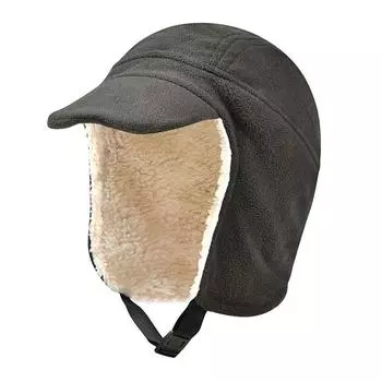 Warm Hat Men s Winter Cycling Mountaineering Skiing Cold-Proof Earmuffs Hat Brim Hat Fleece-lined Thickened Windproof Cotton-Padded Cap Grey