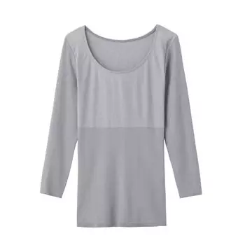 Warm Inner Hot Magic Heat Thin and Warm Moisture Absorbing Heat Generating Seamless Hem Long Sleeve Inner Blue Gray LL [Gunze] [Intensive Retention]