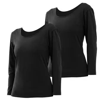 Warm Inner Long Sleeve Shirt Gentle U Wide Cotton For Cold Heat Moisturizing Underwear for Women [KAZEMA] [Luxury Material, Texture] Neck, Neckline,