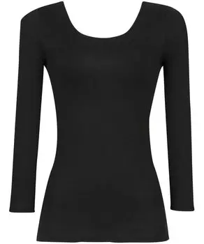 Warm Innerwear Sleeves Made of Ten Cotton Moisture Absorbent Heat Generating Inner Shirt Neckline Underwear Winter Long Sleeves Cotton Blend CLD325 BL