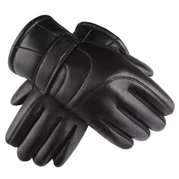 Warm Leather Gloves Plus Velvet Thickened Men and Women s Windproof and Cold proof Outdoor Cycling Gloves Autumn and Winter Touch Screen Gloves One size
