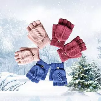 Warm New Winter Flip Knitted Warm Gloves for Men and Women. Fingerless Gloves for Women. One size