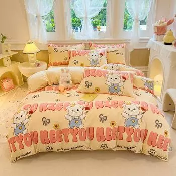 Warm Quilt Cover Velvet Duvet Cover Adults Kids Comforter Covers Winter Bed Cover Home Bedding funda nordica (No Pillowcase) Single 150x200cm 1pc