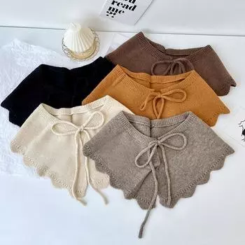 Теплая шаль с искусственным воротником, женские оборки, съемные воротники для женщин, вязанные лацканы Лолиты, полурубашка, шаль, украшение