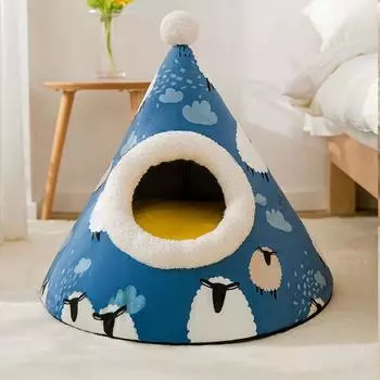 Warm Small Dog Kennel Bed Breathable Dog House Christmas Tent Dog Bed Cat Sleep Bag Foldable Washable Pet House S