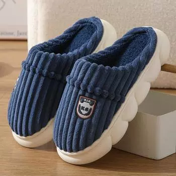 Warm soft men slippers lowest prices mans thick sole corduroy winter plush slippers size 46 47 male fur shoes home mules slipper CN 38-39