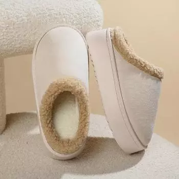 Теплые замшевые зимние тапочки женские повседневные туфли меховые короткие ботинки с открытой пяткой зимние ботинки Shalloe Platform Cotton Snow Shoes бренд Mujer Zapatos 37