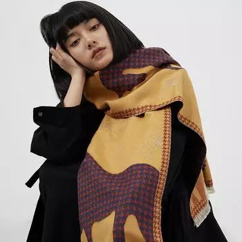 Warm Warm Scarf Women S Houndstooth Carriage Scarf Neck Thickened Shawl 180*65cm жёлтый