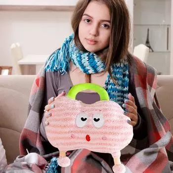 Warm Water Bag Hot Water Pack Cute Cloud Handle Hand Foot Warmer Water Bottle Reusable Plush Pillow Water Bag Pouch Hot Compress синий