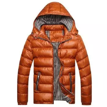 Warm Winter Mens Hooded Thick Padded Jacket Zipper Casual Parka Coat Outwear L