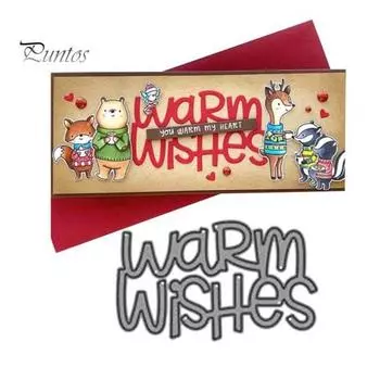 Warm Wishes Metal Cutting Dies DIY Scrapbook Paper Cards Craft Stencil Mold серебряный