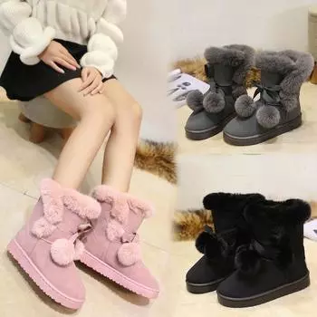 Warm Women Snow Boots Suedes 2024 Winter Hot Sales Mid-Calf Boots Female Fashion Boots Non-Slip Snow Casual Botas De Mujer 36 коричневый