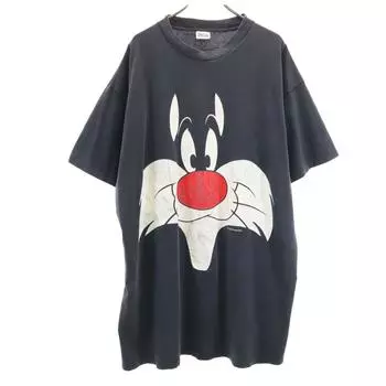 Warner Bros 90-е годы Старые Looney Tunes Сильвестр Футболка с коротким рукавом Мужская Б/У