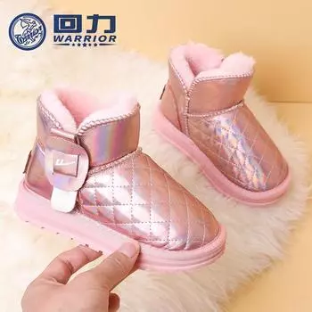 Warrior Ботинки из хлопка для девочек среднего размера, осенние и зимние, новые бархатные ботинки для мальчиков большого размера из хлопка, детские теплые зимние ботинки 26