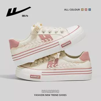 WARRIOR Canvas Shoes Женские универсальные дышащие маленькие белые туфли Низкие повседневные туфли для девочек 34 розовый