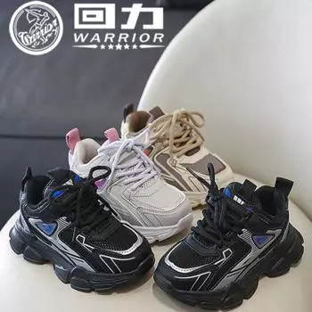 Warrior Черные кроссовки Classmate Boys Весна и осень Новые легкие повседневные туфли Кроссовки для девочек-студентов 27