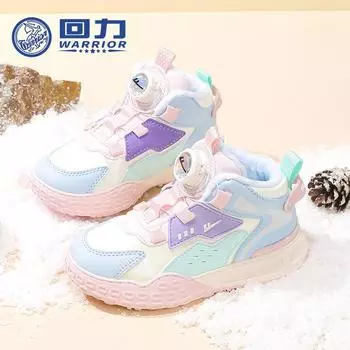 WARRIOR Classmate High-top Two Cotton Shoes Осень и зима Новые бархатные зимние туфли для мальчиков Удобная теплая обувь для девочек 25