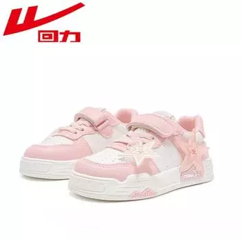 Warrior Classmate Весна и осень Новые детские туфли среднего и большого размера на платформе Белые туфли Кожаные кроссовки 25