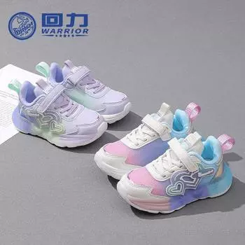 Warrior Classmate Весна и осень Новые дышащие спортивные туфли для девочек Детская сетчатая повседневная обувь Легкие кроссовки 26